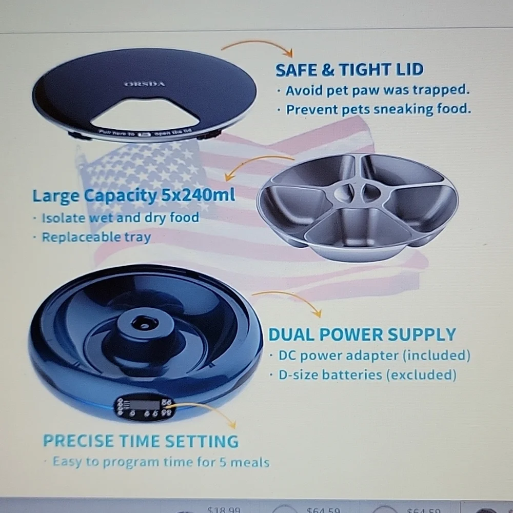 Orsda automatic pet Feeder wet dry food dispenser program portion control NEW…